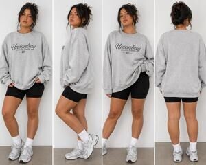 Vintage Unionbay Athletic 801 Gray Crewneck Sweatshirt Large Y2K Minimalist